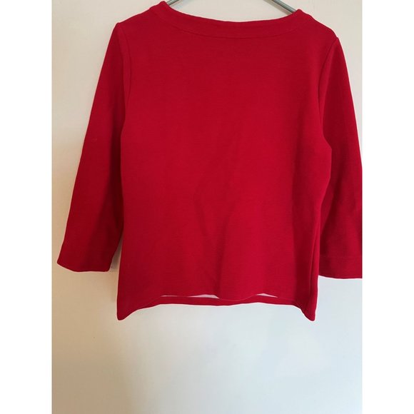 Talbot's Women's Medium Red Knit Top w/Zipper Embellishment - Picture 6 of 8